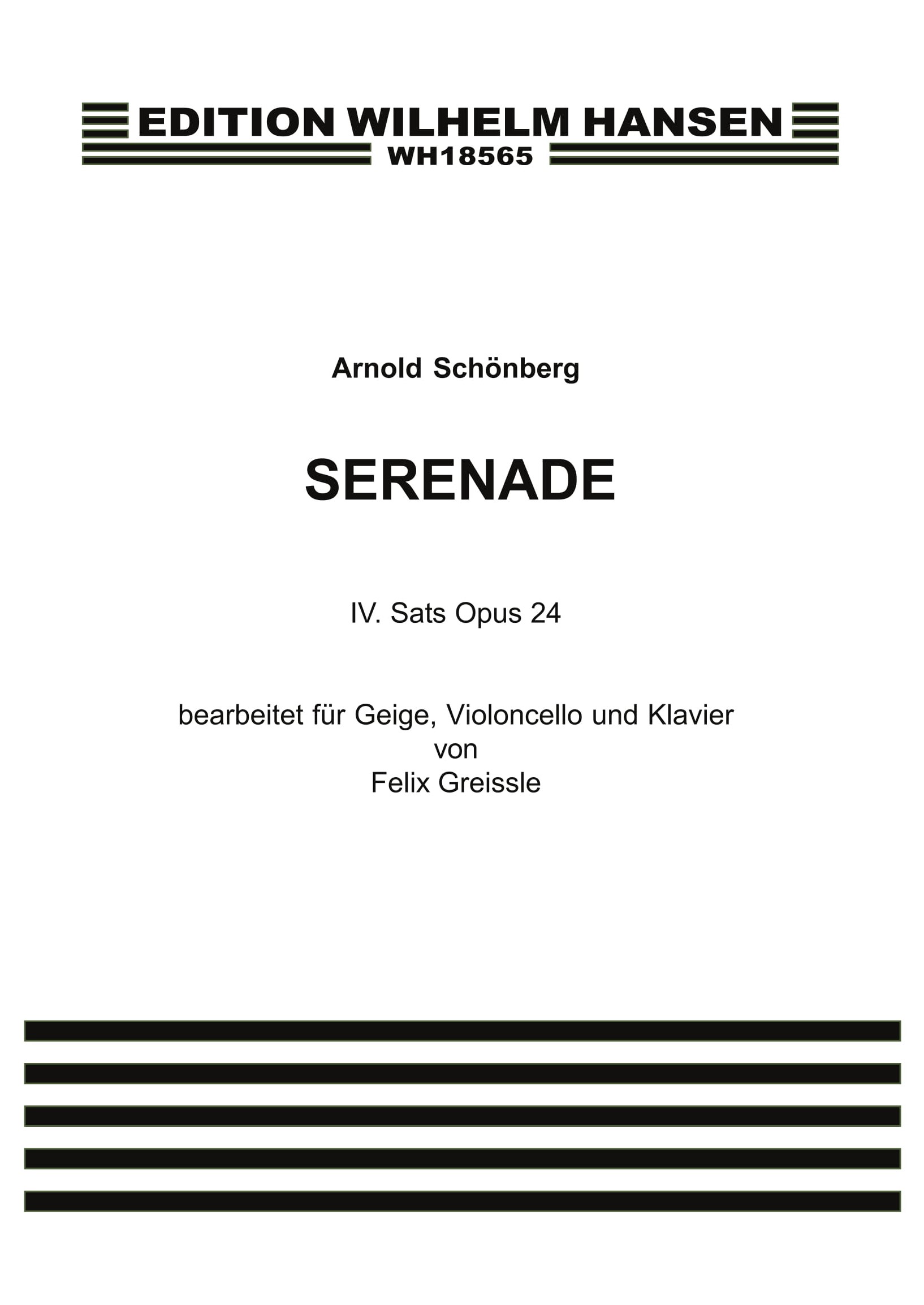 Arnold Schnberg: Serenade Op. 24: Piano Trio: Score and Parts