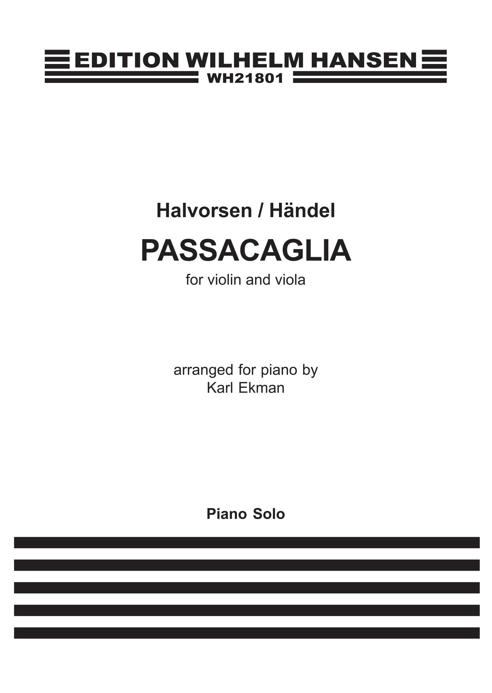 Georg Friedrich Hndel Johan Halvorsen: Passacaglia: Piano: Instrumental Work