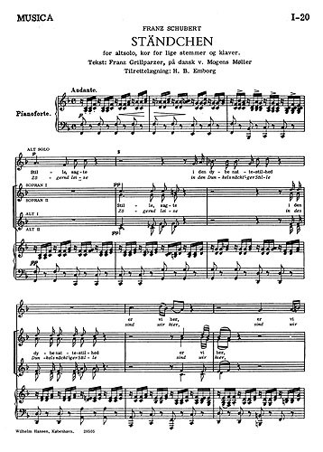Franz Schubert Franz Grillparzer: Standchen: SSAA: Vocal Score