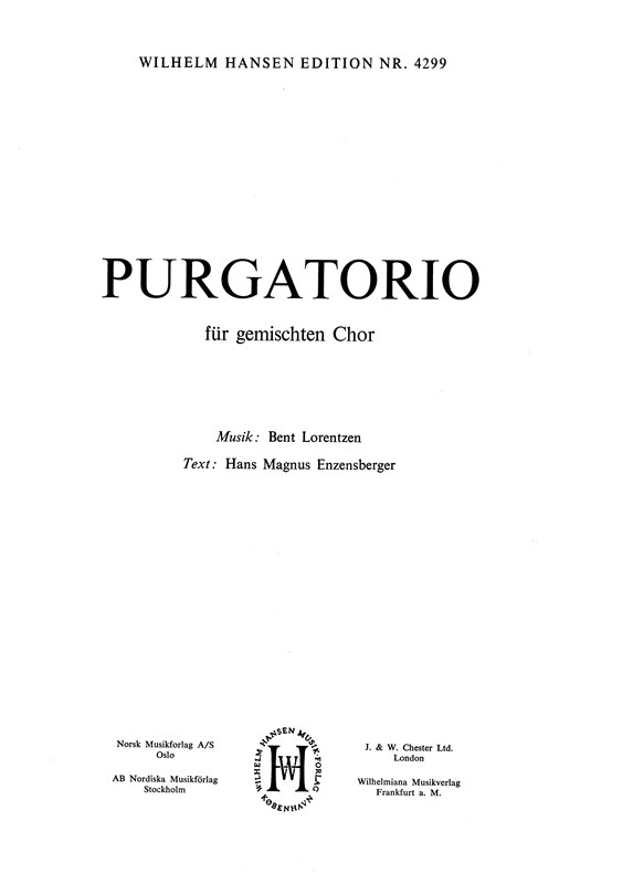 Bent Lorentzen: Purgatorio: Double Choir: Vocal Score
