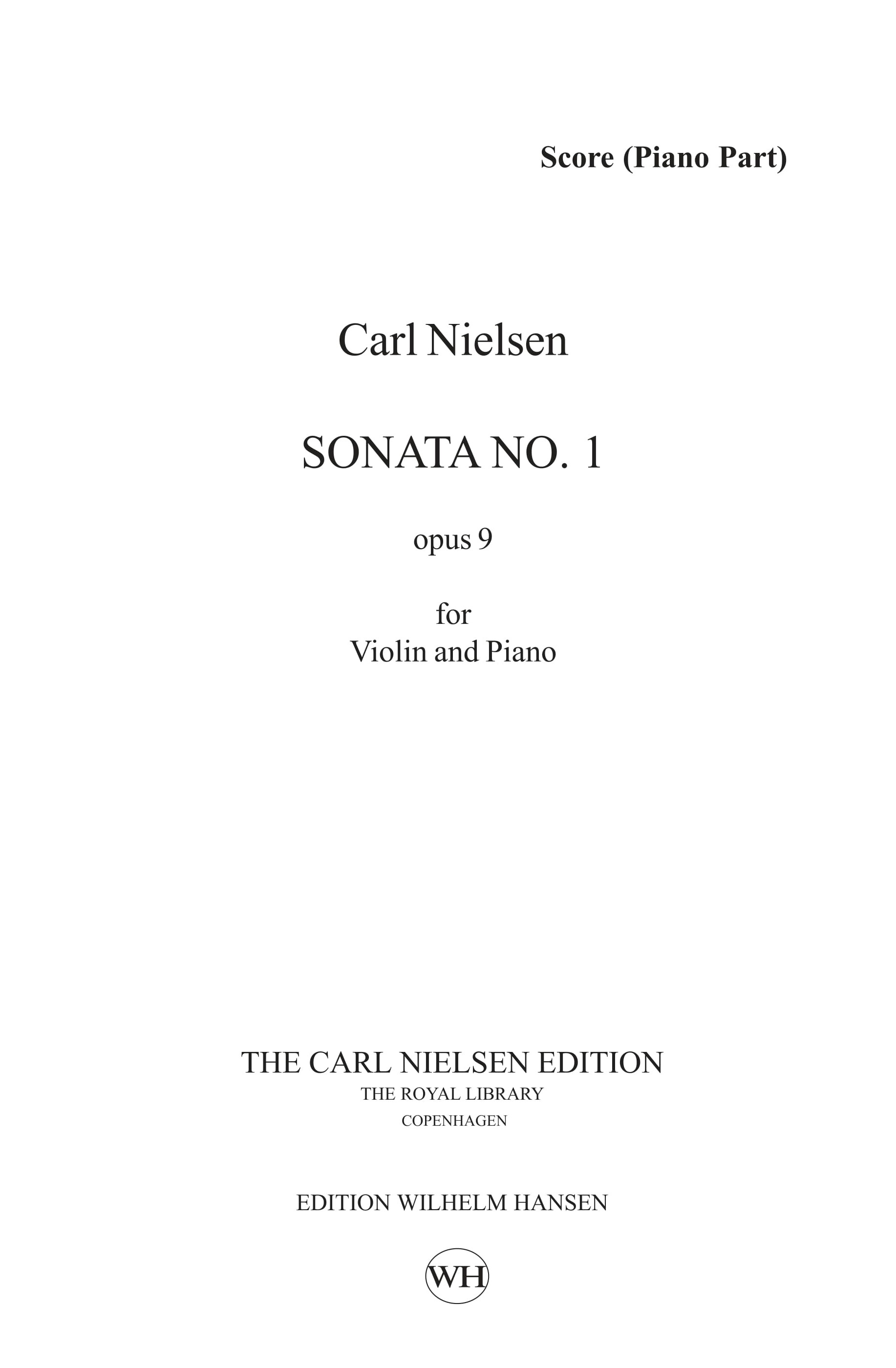 Carl Nielsen: Sonata No. 1 Op. 9: Violin: Score and Parts