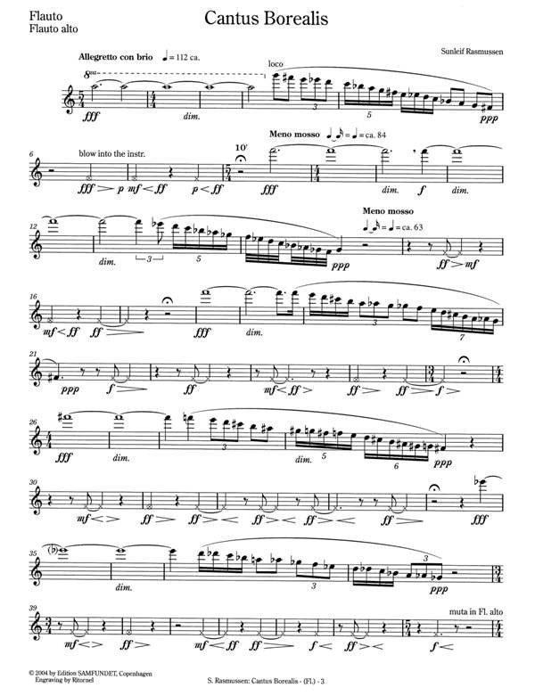Sunleif Rasmussen: Cantus Borealis For Wind Quintet: Wind Ensemble: Parts
