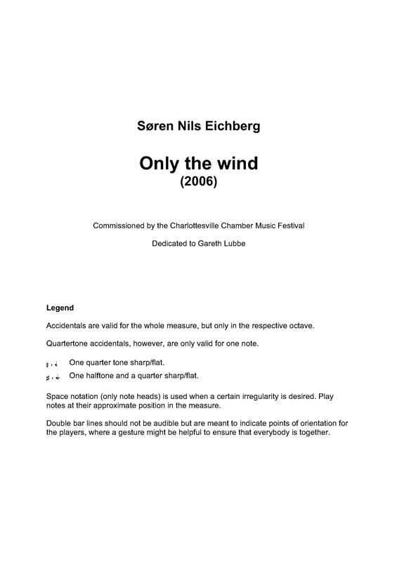 Søren Nils Eichberg: Only The Wind: String Ensemble: Parts