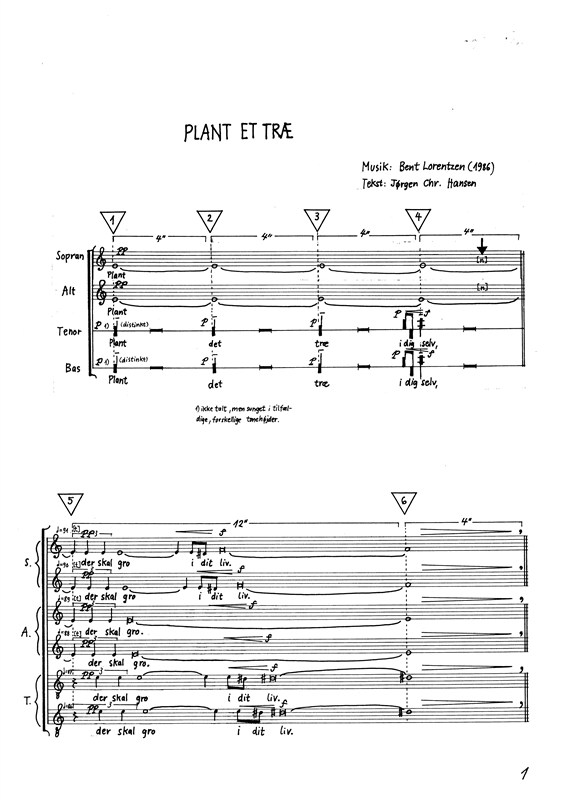 Bent Lorentzen: Plant Et Træ: Double Choir: Vocal Score