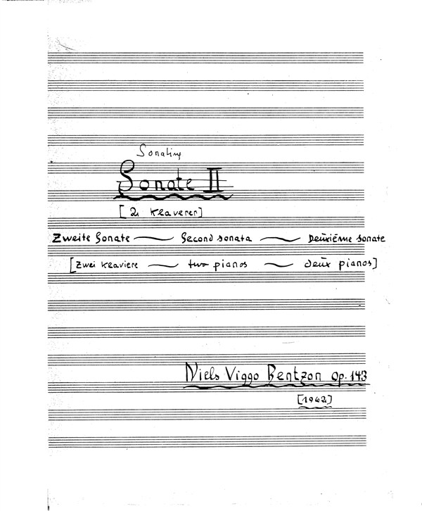 Niels Viggo Bentzon: Sonatine Op.143 For 2 Klaverer: Piano Duet: Instrumental
