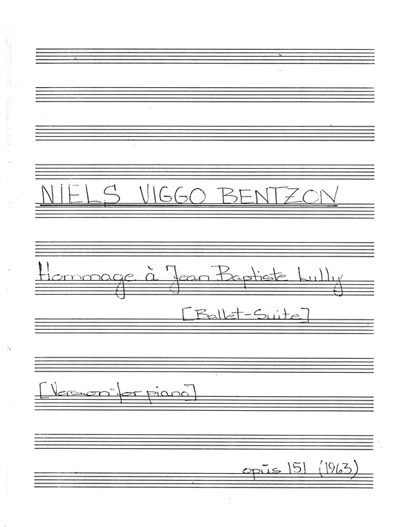 Niels Viggo Bentzon: Hommage a Jean Baptiste Lully: Piano: Instrumental Work