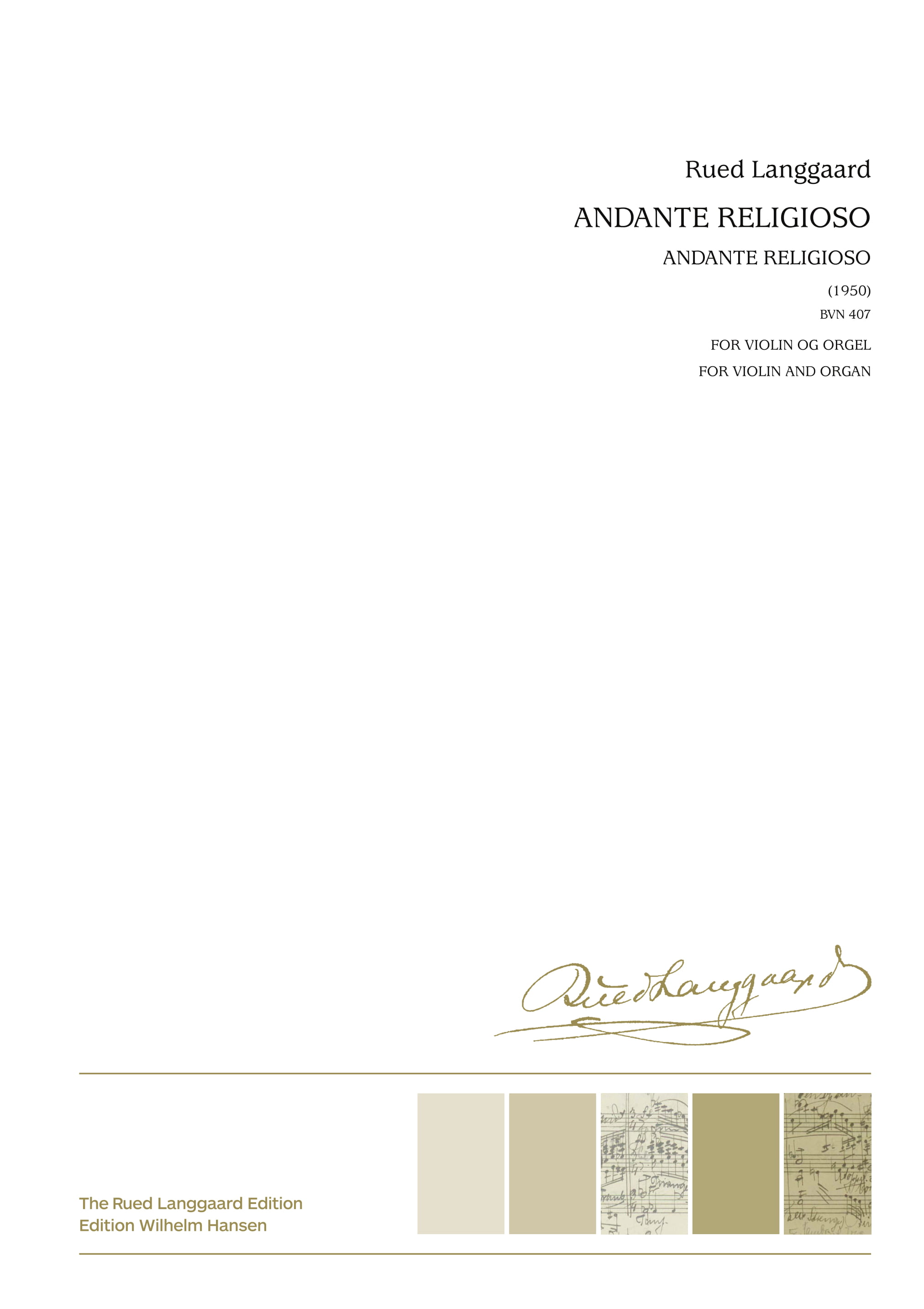 Rued Langgaard: Andante Religioso: Violin: Score and Parts