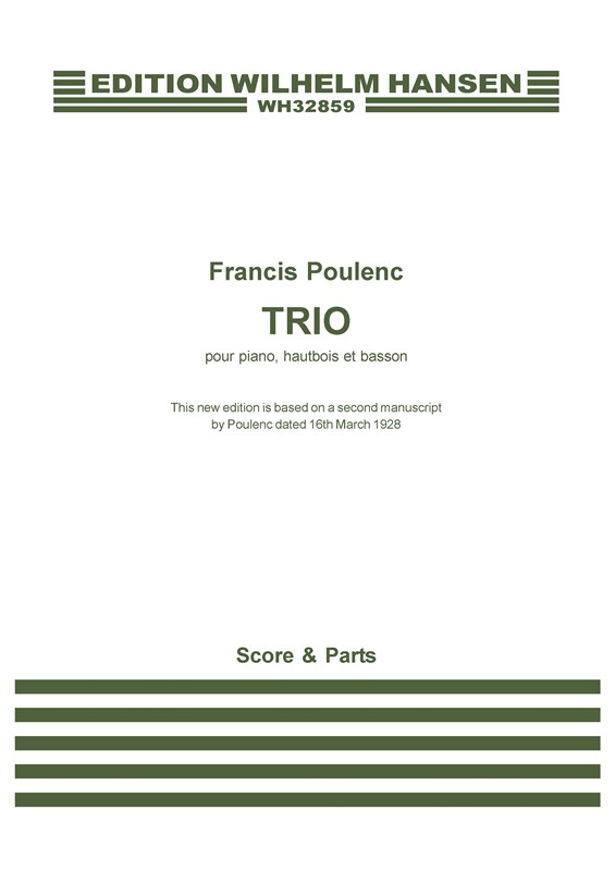 Francis Poulenc: Trio For Piano  Oboe And Bassoon: Oboe & Bassoon: Score and