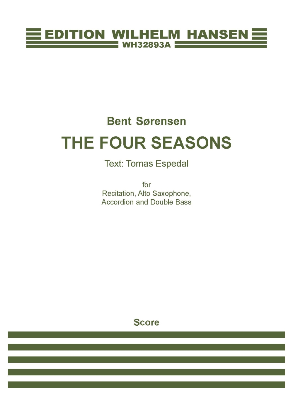 Bent Srensen: The Four Seasons (English version): Chamber Ensemble: Score