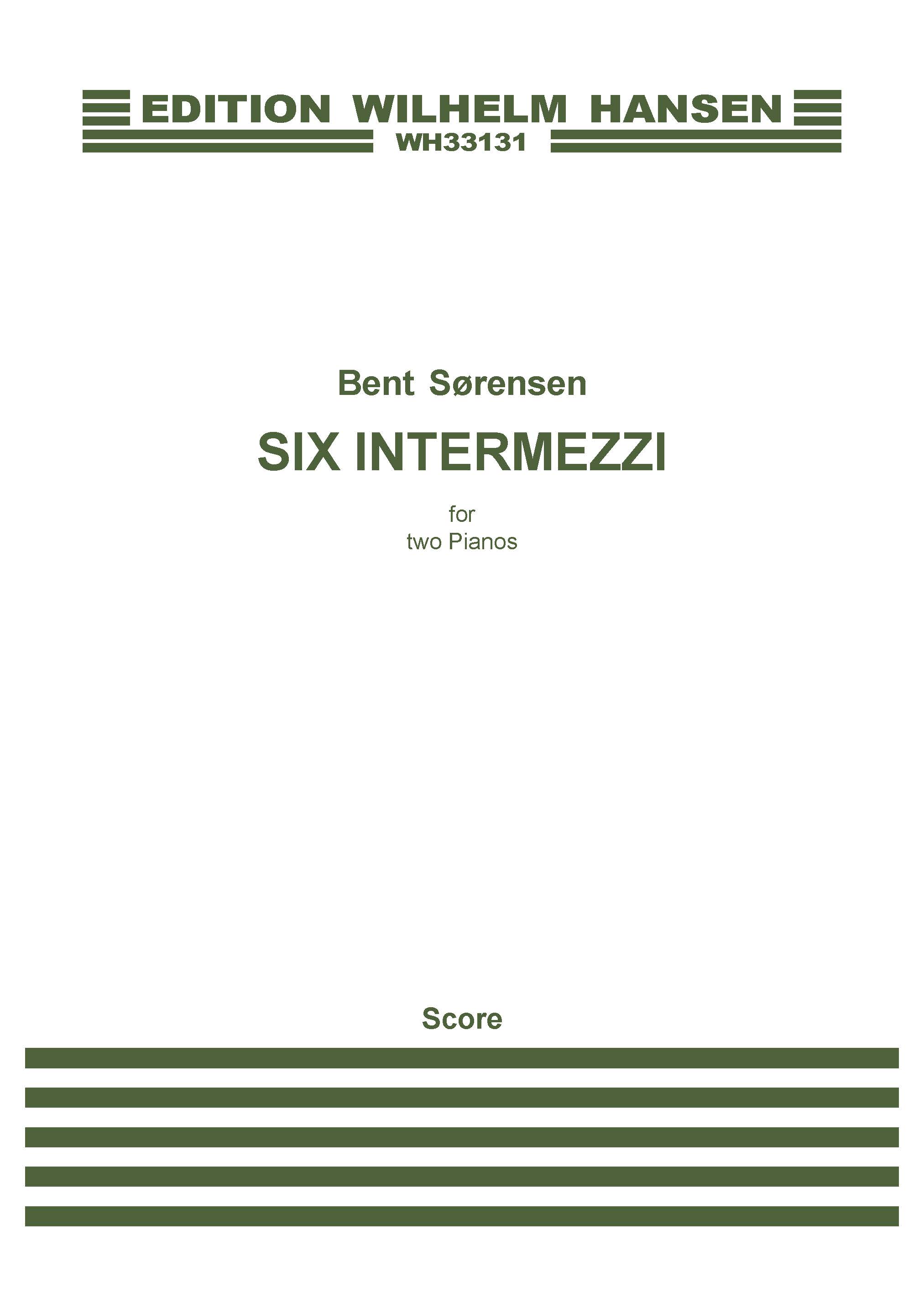Bent Srensen: Six Intermezzi: Piano Duet: Score