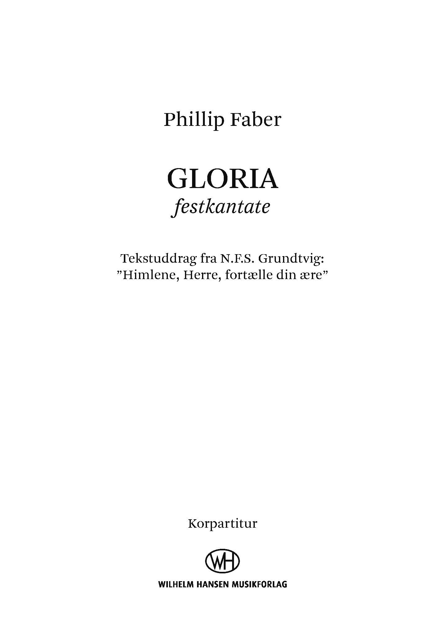Phillip Faber: Gloria: SATB: Vocal Score