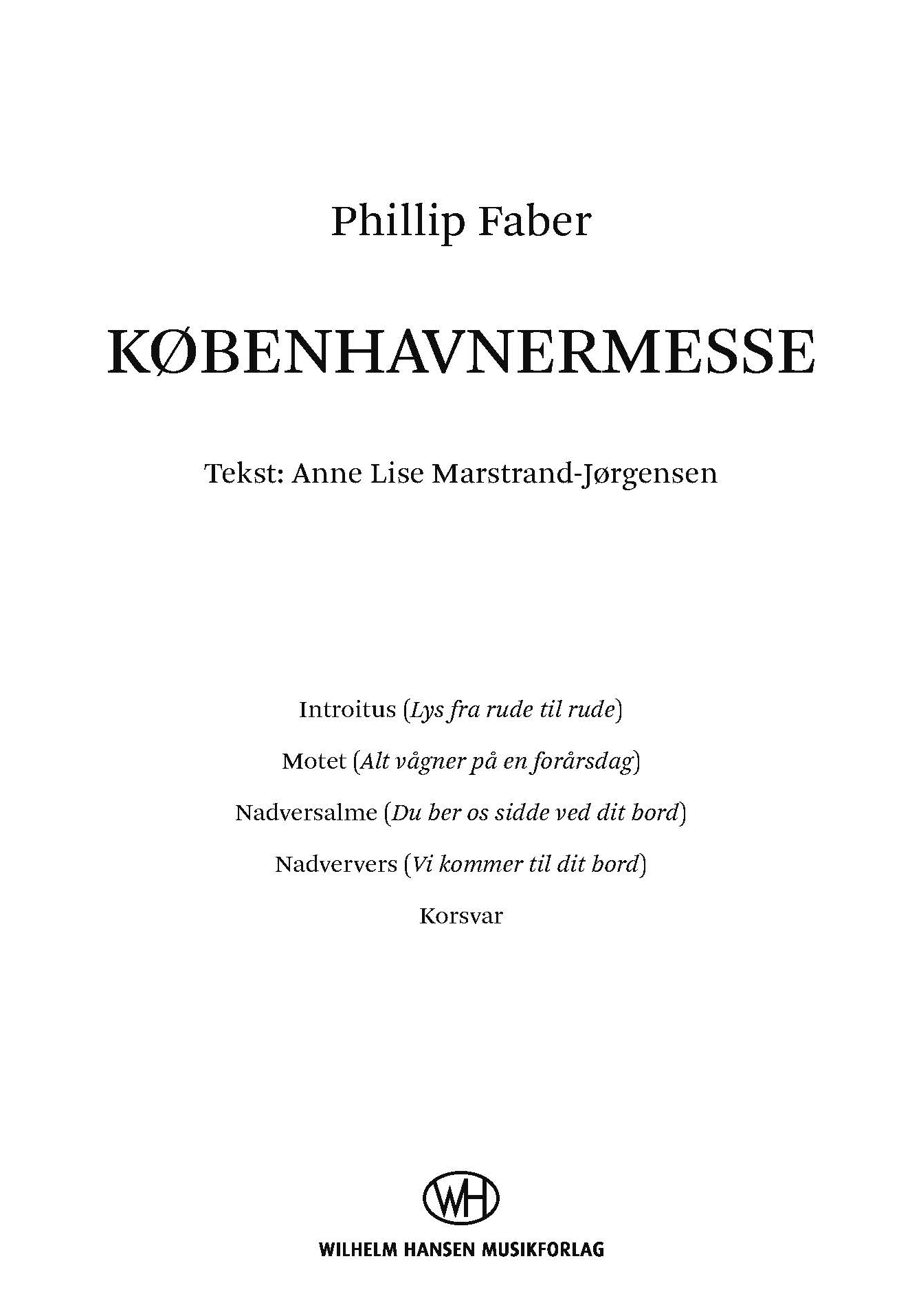 Phillip Faber: Kobenhavnermesse: SATB: Vocal Score