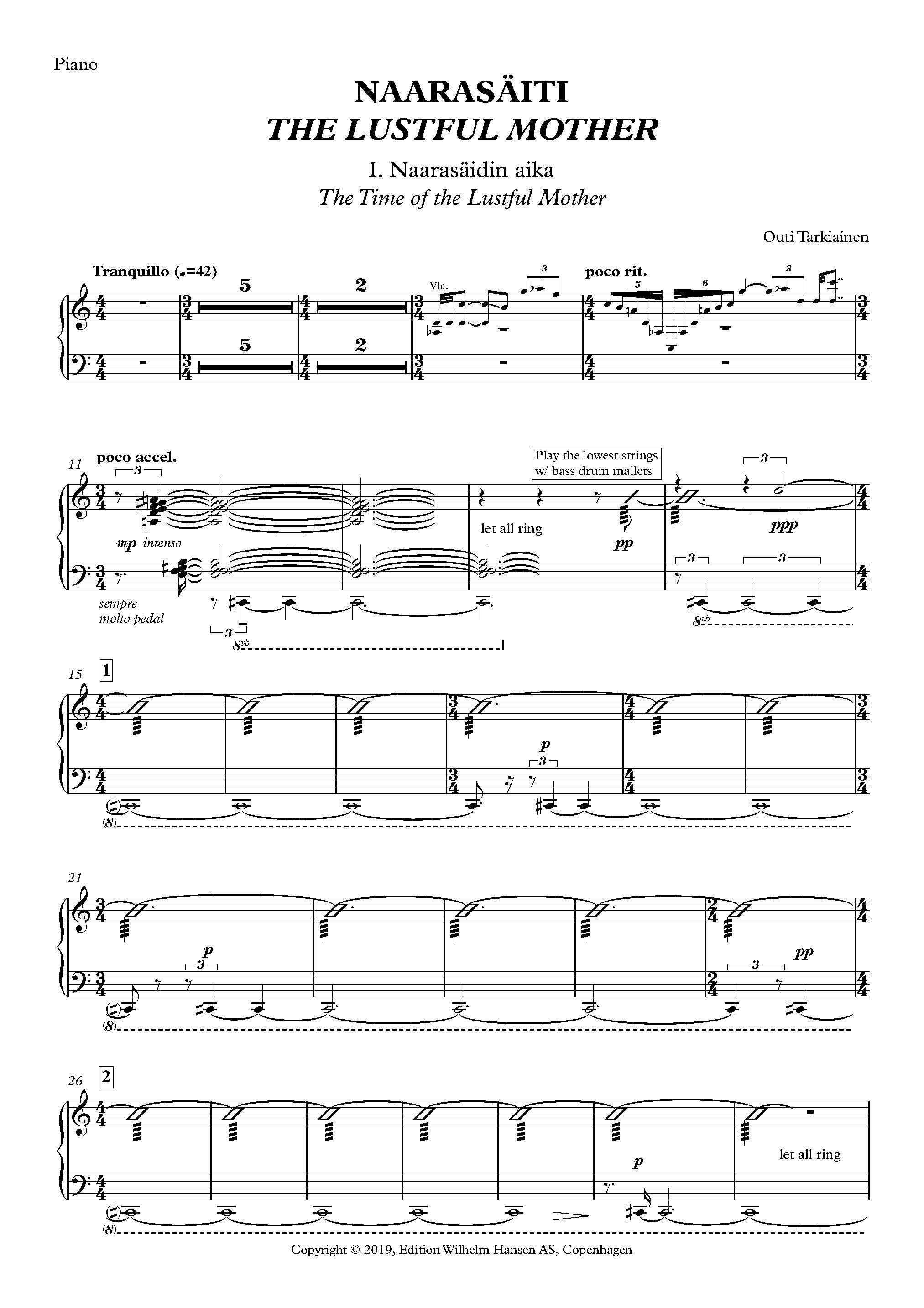 Outi Tarkiainen: The Lustful Mother: Chamber Ensemble: Score and Parts
