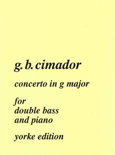 Giovanni Battista Cimadoro: Concerto in G major: Double Bass: Instrumental Album