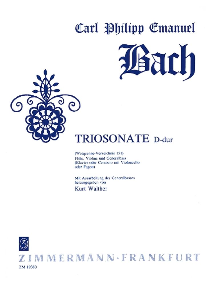 Carl Philipp Emanuel Bach: Triosonate D-Dur Wq 151: Flute & Violin: Instrumental