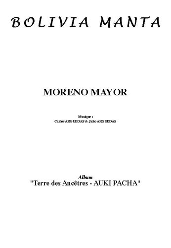 Bolivia Manta / Arguedas, Carlos / Arguedas, Julio : Moreno Mayor