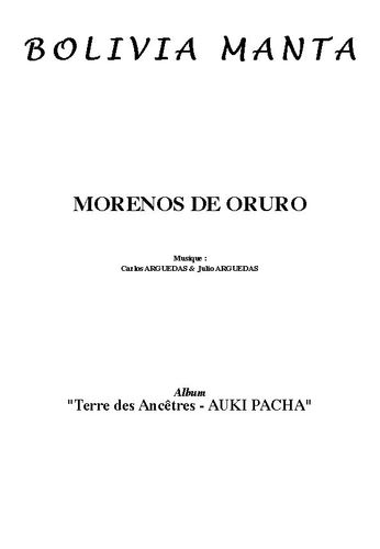 Bolivia Manta / Arguedas, Carlos / Arguedas, Julio : Morenos De Oruro