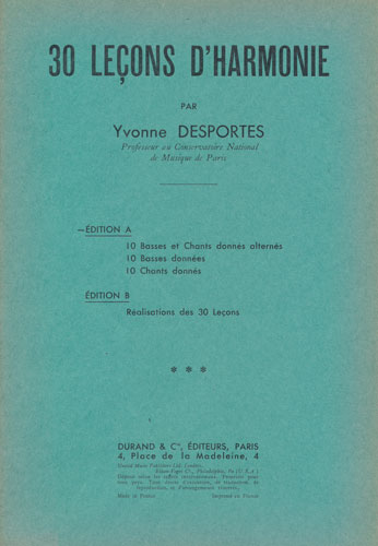 Desportes, Yvonne : 30 Leons d'Harmonie - Edition A