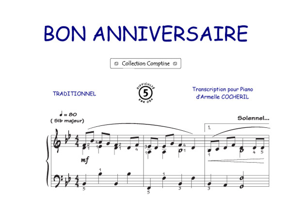 Happy birthday partition  piano  joyeux anniversaire  659815