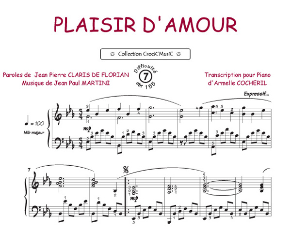 Plaisir d'amour (Collection Crock'Music) ( Martini, Jean-Paul / Claris De Florian, Jean-Pierre)