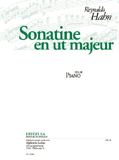 Hahn, Reynaldo : Sonatine en ut Majeur pour Piano