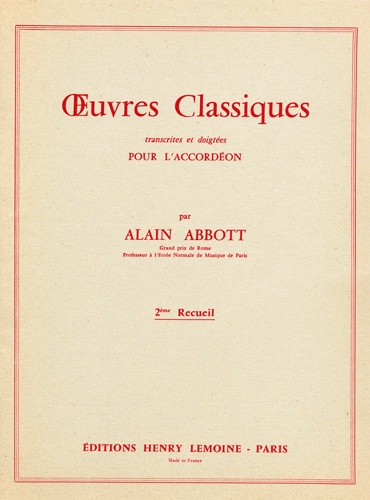 Abbott, Alain : ?uvres Classiques pour l'Accordon - Volume 2