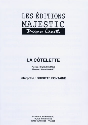 Fontaine, Brigitte / Yonnet, Marcel : La Ctelette