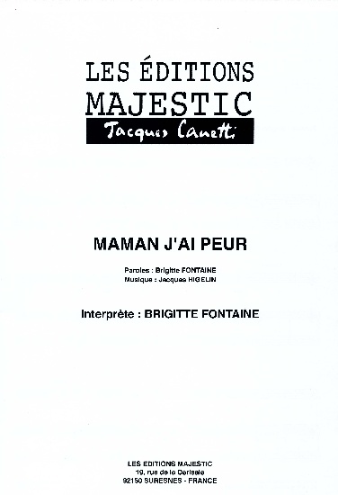 Vian, Boris / Higelin, Jacques : Maman J'Ai Peur