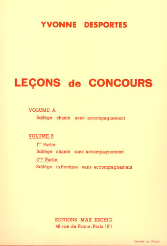 Desportes, Yvonne : Leons de Concours - Volume 2 - 2me Partie (Solfge rythmique sans accompagnement