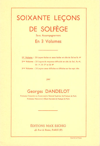 Dandelot, Georges : Soixante Leons De Solfge - Volume 1 (Sans Accompagnement)