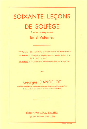 Dandelot, Georges : Soixante Leons De Solfge - Volume 3 (Sans Accompagnement)
