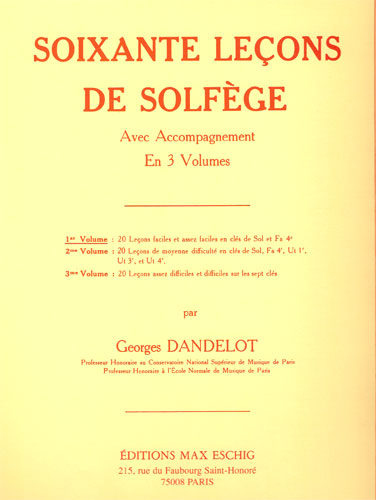 Dandelot, Georges : Soixante Leçons De Solfège - Volume 1 (Avec Accompagnement)