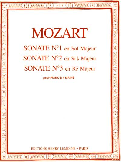 Mozart, Wolfgang Amadeus : Sonates pour piano  quatre mains n 1, n 2 et n 3