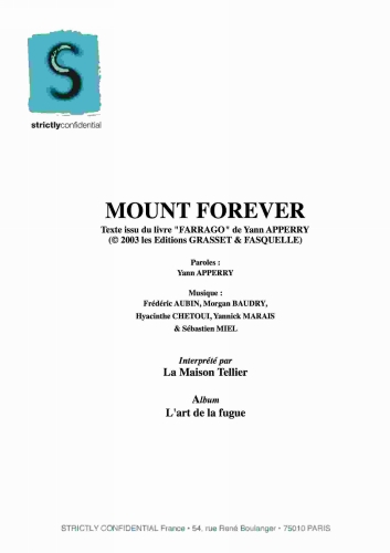 La Maison Tellier : Mount Forever