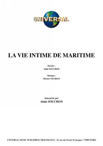 Souchon, Alain : La Vie Intime Est Maritime