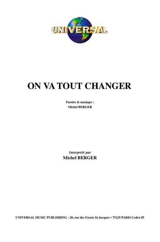 Berger, Michel : On Va Tout Changer