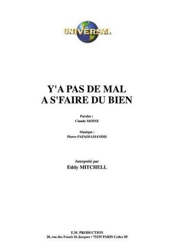 Mitchell, Eddy / Moine, Claude / Papadiamandis, Pierre : Y'A Pas D'Mal A S'Faire Du Bien