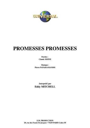 Mitchell, Eddy / Moine, Claude / Papadiamandis, Pierre : Promesses Promesses