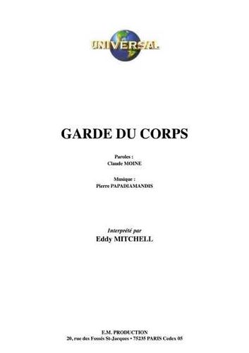 Mitchell, Eddy / Moine, Claude / Papadiamandis, Pierre : Garde Du Corps