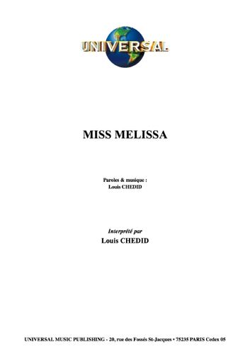 Chedid, Louis : Miss Melissa