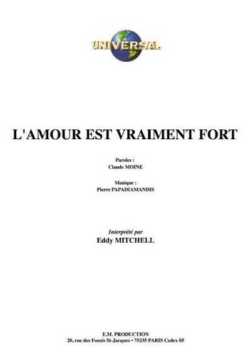 Mitchell, Eddy / Moine, Claude / Papadiamandis, Pierre : L'Amour Est Vraiment Fort