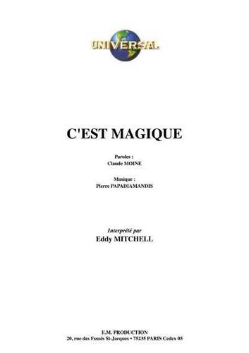 Mitchell, Eddy / Moine, Claude / Papadiamandis, Pierre : C'Est Magique