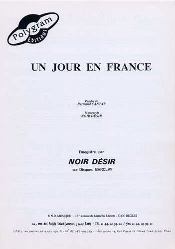 Cantat, Bertrand / Noir Désir : Un Jour En France