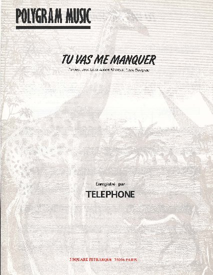 Aubert, Jean-Louis / Bertignac, Louis : Tu Vas Me Manquer