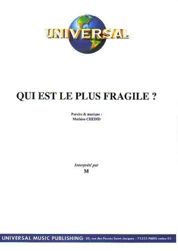 Chedid, Mathieu : Qui Est Le Plus Fragile ?