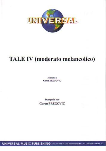 Bregovic, Goran : Tale Iv (Moderato Melancolico)