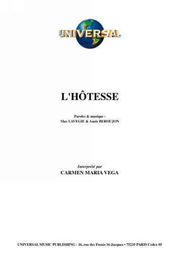 Vega, Carmen Maria : L'Hôtesse