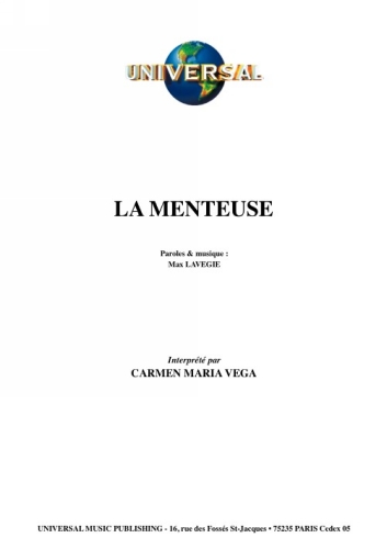 Vega, Carmen Maria : La Menteuse