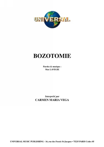Vega, Carmen Maria : Bozotomie