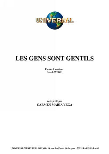 Vega, Carmen Maria : Les Gens Sont Gentils